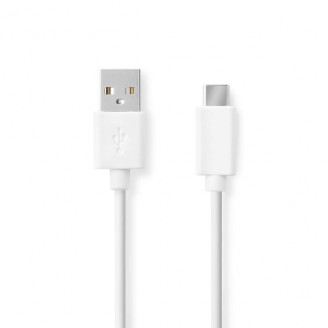 USB-Kabel | USB 2.0 | USB-A Male | USB-CT Male | 60 W | 480 Mbps | Vernikkeld | 1.00 m | Rond | PVC | Wit | Doos