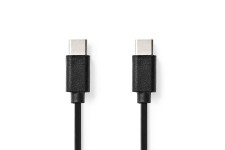 USB-Kabel | USB 2.0 | USB-CT Male | USB-CT Male | 60 W | 480 Mbps | Vernikkeld | 1.00 m | Rond | PVC | Zwart | Doos