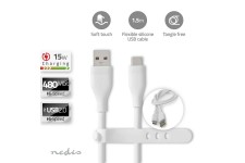 USB-Kabel | USB 2.0 | USB-A Male | USB-CT Male | 15 W | 480 Mbps | Vernikkeld | 1.50 m | Rond | Silicone | Wit | Doos