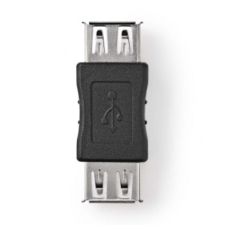 USB-A Adapter | USB 2.0 | USB-A Female | USB-A Female | 480 Mbps | Rond | Vernikkeld | PVC | Zwart | Doos