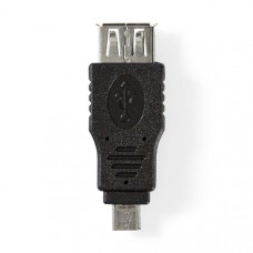 USB Micro-B Adapter | USB 2.0 | USB Micro-B Male | USB-A Female | 480 Mbps | Vernikkeld | PVC | Zwart | Blister