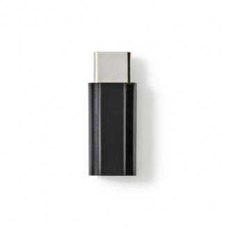 USB-CT Adapter | USB 2.0 | USB-CT Male | USB Micro-B Female | 480 Mbps | Rond | Vernikkeld | Zwart | Doos