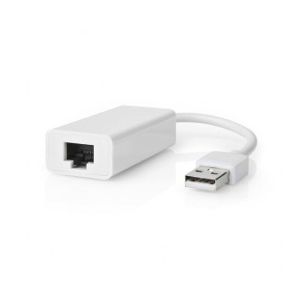 USB-netwerkadapter | USB 2.0 | 100 Mbps | USB-A Male | RJ45 Female | 0.20 m | Rond | Verguld / Vernikkeld | Koper | Wit | Doos