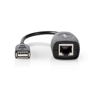 Actieve USB-Kabel | USB 1.1 | USB-A Male | RJ45 Female | 12 Mbps | 0.20 m | Rond | Vernikkeld | PVC | Koper | Doos