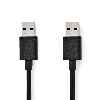 USB-Kabel | USB 3.2 Gen 1 | USB-A Male | USB-A Male | 5 Gbps | Vernikkeld | 1.00 m | Rond | PVC | Zwart | Doos