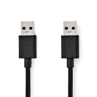 USB-Kabel | USB 3.2 Gen 1 | USB-A Male | USB-A Male | 5 Gbps | Vernikkeld | 2.00 m | Rond | PVC | Zwart | Doos