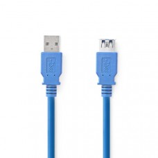 USB-Kabel | USB 3.2 Gen 1 | USB-A Male | USB-A Female | 5 Gbps | Vernikkeld | 2.00 m | Rond | PVC | Blauw | Doos