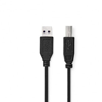 USB-Kabel | USB 3.2 Gen 1 | USB-A Male | USB-B Male | 5 Gbps | Vernikkeld | 2.00 m | Rond | PVC | Zwart | Doos
