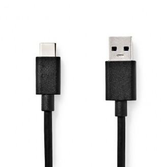 USB-Kabel | USB 3.2 Gen 1 | USB-A Male | USB-CT Male | 60 W | 5 Gbps | Vernikkeld | 1.00 m | Rond | PVC | Zwart | Doos