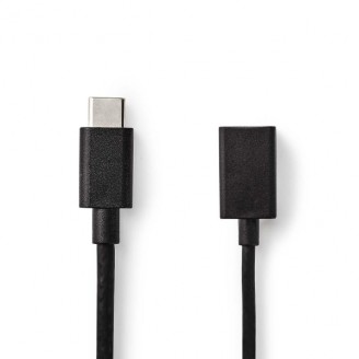 USB-CT Adapter | USB 3.2 Gen 1 | USB-CT Male | USB-A Female | 5 Gbps | 0.15 m | Rond | Vernikkeld | PVC | Zwart | Doos