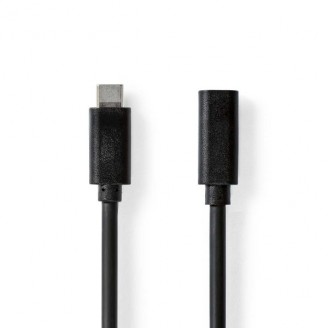 USB-Kabel | USB 3.2 Gen 1 | USB-CT Male | USB-CT Female | 4K@60Hz | 5 Gbps | Vernikkeld | 2.00 m | Rond | PVC | Zwart | Doos