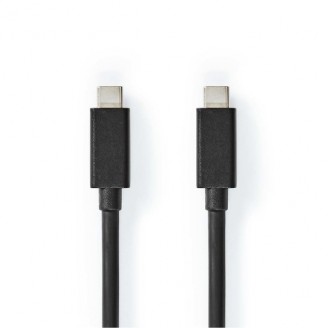 USB-Kabel | USB 3.2 Gen 2x2 | USB-CT Male | USB-CT Male | 100 W | 4K@60Hz | 20 Gbps | Vernikkeld | 2.00 m | Rond | PVC | Zwart | Doos