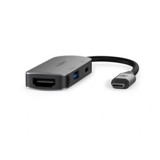 USB Multi-Port Adapter | USB 3.2 Gen 1 | USB-CT Male | HDMI Output / USB-A Female / USB-CT Female | 5 Gbps | 0.10 m | Rond | Vernikkeld | PVC | Grijs | Doos