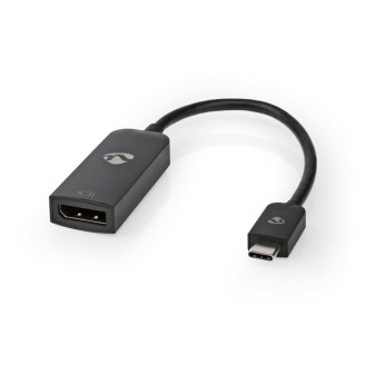 USB-CT Adapter | USB 3.2 Gen 1 | USB-CT Male | DisplayPort Female | 8K@30Hz | 0.20 m | Rond | Vernikkeld | PVC | Zwart | Doos