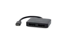 USB-CT Adapter | USB 3.2 Gen 1 | USB-CT Male | 2x Displayport Female | 4K@60Hz | 0.20 m | Rond | Vernikkeld | PVC | Zwart | Doos