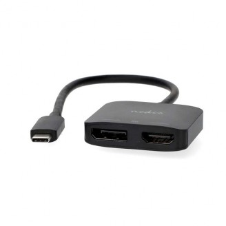 USB-CT Adapter | USB 3.2 Gen 1 | USB-CT Male | DisplayPort Female / HDMIT Output | 8K@30Hz | 0.20 m | Rond | Vernikkeld | Zwart | Doos