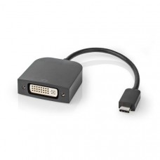 USB-CT Adapter | USB 3.2 Gen 1 | USB-CT Male | DVI-D 24+1-Pins Female | 1080p | 0.20 m | Rond | Vernikkeld | PVC | Zwart | Doos