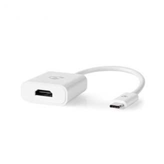 USB-CT Adapter | USB 3.2 Gen 1 | USB-CT Male | HDMI Output | 4K@30Hz | 0.20 m | Rond | Vernikkeld | PVC | Wit | Doos