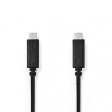USB-Kabel | USB 3.2 Gen 1 | USB-CT Male | USB-CT Male | 60 W | 4K@60Hz | 5 Gbps | Vernikkeld | 1.00 m | Rond | PVC | Zwart | Doos