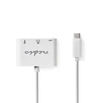 USB Multi-Port Adapter | USB 3.2 Gen 1 | USB-CT Male | HDMI Output / USB-A Female / USB-CT Female | 5 Gbps | 0.20 m | Rond | Vernikkeld | PVC | Wit | Doos