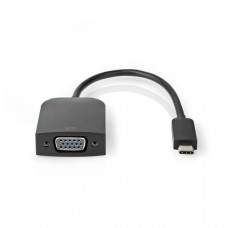 USB-CT Adapter | USB 3.2 Gen 1 | USB-CT Male | VGA Female 15p | 1920x1200 | 5 Gbps | 0.20 m | Rond | Vernikkeld | PVC | Zwart | Doos