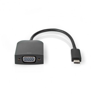 USB-CT Adapter | USB 3.2 Gen 1 | USB-CT Male | VGA Female 15p | 1920x1200 | 5 Gbps | 0.20 m | Rond | Vernikkeld | PVC | Zwart | Doos