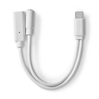 USB-CT Adapter | USB 2.0 | USB-CT Male | USB-CT Female / 3,5 mm Female | 0.10 m | Rond | Vernikkeld | PVC | Wit | Doos