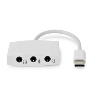 USB-CT Adapter | USB 2.0 | USB-CT Male | 3,5 mm Female | 0.10 m | Rond | Vernikkeld | ABS / PVC | Wit | Doos
