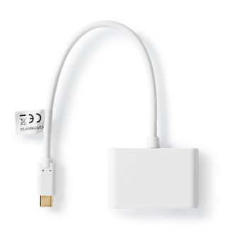 USB Multi-Port Adapter | USB 3.2 Gen 1 | USB-CT Male | 2x USB-A | 1000 Mbps | 0.20 m | Rond | Vernikkeld | PVC | Wit | Blister