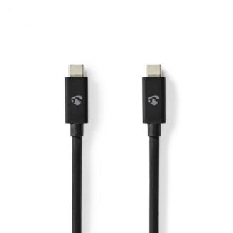 USB-Kabel | USB 4.0 Gen 2x2 | USB-CT Male | USB-CT Male | 240 W | 8K@60Hz | 20 Gbps | Vernikkeld | 2.00 m | Rond | PVC | Zwart | Doos