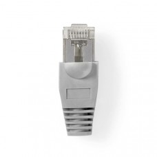 RJ45-Connector | Male | Solid UTP CAT5 | Recht | Verguld | 10 Stuks | PVC | Grijs / Transparant | Doos