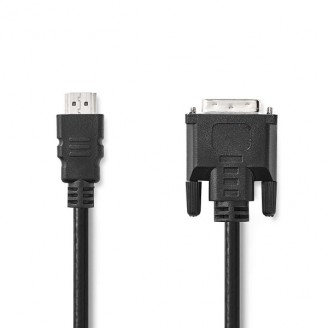 HDMI Kabel | HDMI Connector | DVI-D 24+1-Pins Male | 1080p | Vernikkeld | 3.00 m | Recht | PVC | Zwart | Label