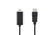 DisplayPort-Kabel | DisplayPort Male | HDMI Connector | 1080p | Vernikkeld | 1.00 m | Rond | PVC | Zwart | Label