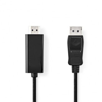 DisplayPort-Kabel | DisplayPort Male | HDMIT Connector | 1080p | Vernikkeld | 2.00 m | Rond | PVC | Zwart | Label