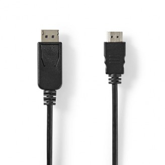 DisplayPort-Kabel | DisplayPort Male | HDMIT Connector | 4K@30Hz | Vernikkeld | 2.00 m | Rond | PVC | Zwart | Label