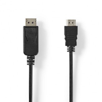 DisplayPort-Kabel | DisplayPort Male | HDMI Connector | 4K@30Hz | Vernikkeld | 2.00 m | Rond | PVC | Zwart | Label
