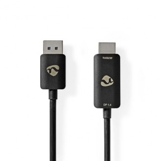 DisplayPort-Adapter | DisplayPort Male | HDMI Connector | 8K@30Hz | Vernikkeld | Recht | 1.80 m | Rond | TPE | Zwart | Label