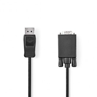 VGA-Kabel | DisplayPort Male | VGA Male | Vernikkeld | Maximale resolutie: 1080p | 2.00 m | Rond | PVC | Zwart | Label
