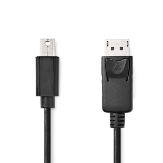 Mini DisplayPort-Kabel | DisplayPort 1.2 | Mini-DisplayPort Male | DisplayPort Male | 21.6 Gbps | Vernikkeld | 1.00 m | Rond | PVC | Zwart | Label