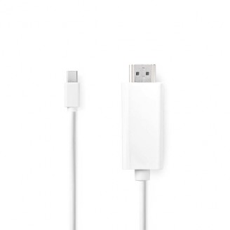 Mini DisplayPort-Kabel | DisplayPort 1.2 | Mini-DisplayPort Male | HDMI Connector | 21.6 Gbps | Vernikkeld | 2.00 m | Rond | PVC | Wit | Label
