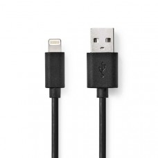 Lightning Kabel | USB 2.0 | Apple Lightning 8-Pins | USB-A Male | 480 Mbps | Vernikkeld | 2.00 m | Rond | PVC | Zwart | Label