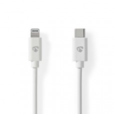 Lightning Kabel | USB 2.0 | Apple Lightning 8-Pins | USB-CT Male | 480 Mbps | Vernikkeld | 2.00 m | Rond | PVC | Wit | Label