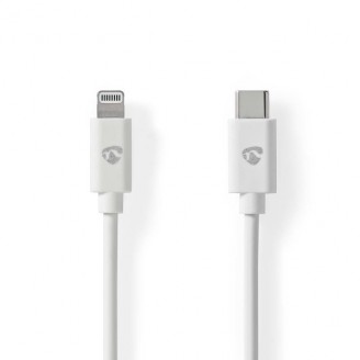 Lightning Kabel | USB 2.0 | Apple Lightning 8-Pins | USB-CT Male | 480 Mbps | Vernikkeld | 2.00 m | Rond | PVC | Wit | Label