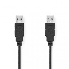 USB-Kabel | USB 2.0 | USB-A Male | USB-A Male | 480 Mbps | Vernikkeld | 2.00 m | Rond | PVC | Zwart | Label