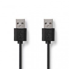 USB-Kabel | USB 2.0 | USB-A Male | USB-A Male | 480 Mbps | Vernikkeld | 2.00 m | Rond | PVC | Zwart | Label