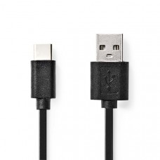 USB-Kabel | USB 2.0 | USB-A Male | USB-CT Male | 15 W | 480 Mbps | Vernikkeld | 1.00 m | Rond | PVC | Zwart | Label