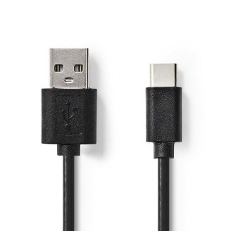USB-Kabel | USB 2.0 | USB-A Male | USB-CT Male | 5 W | 480 Mbps | Vernikkeld | 1.00 m | Rond | PVC | Zwart | Label