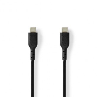 USB-Kabel | USB 2.0 | USB-CT Male | USB-CT Male | 240 W | 480 Mbps | Vernikkeld | 2.00 m | Rond | PVC | Zwart | Label