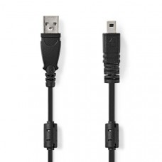 USB-Kabel | USB 2.0 | USB-A Male | US-E6 8-pins Male | 480 Mbps | Vernikkeld | 2.00 m | Rond | PVC | Zwart | Label