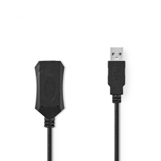 Actieve USB-Kabel | USB 2.0 | USB-A Male | USB-A Female | 480 Mbps | 20.0 m | Rond | Vernikkeld | PVC | Koper | Label